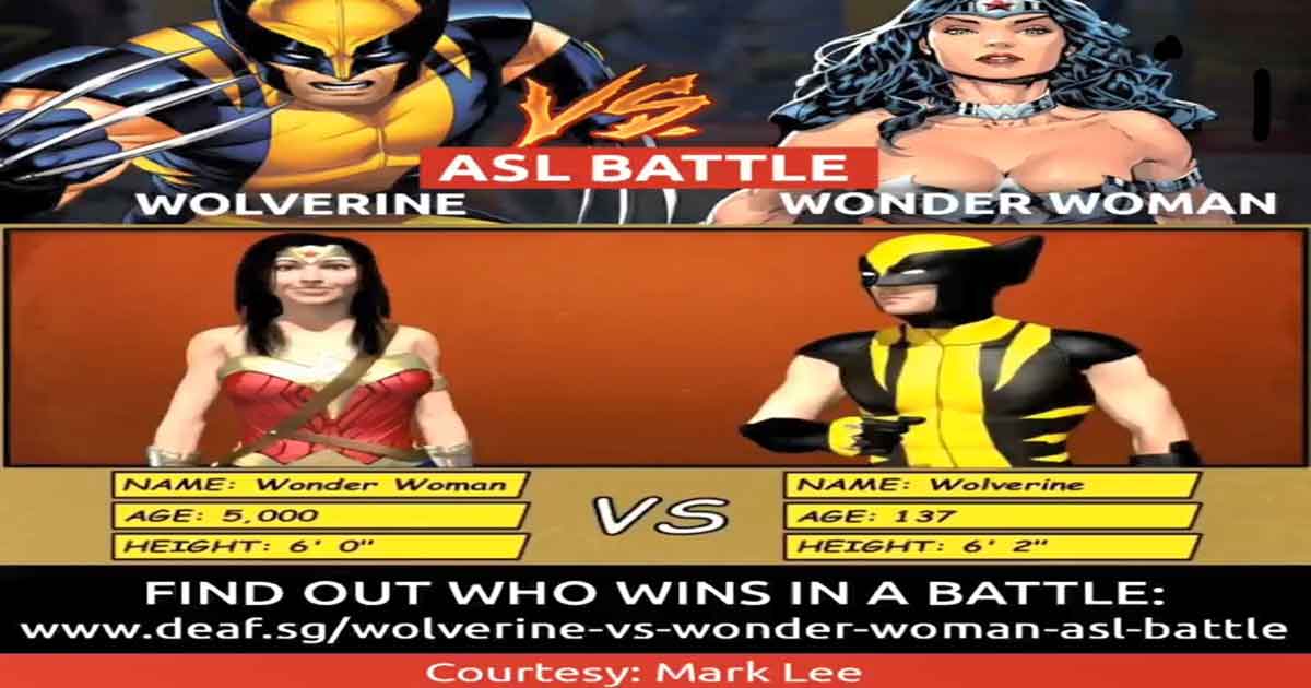 American Sign Language Asl Battle Wolverine Vs Wonder Woman W/ not even 1/4 of 1/3 of 1/2 of fox's budget. wolverine vs wonder woman